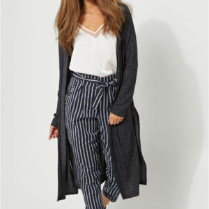 NWT Hooded Hacci Knit Duster Charcoal Gray